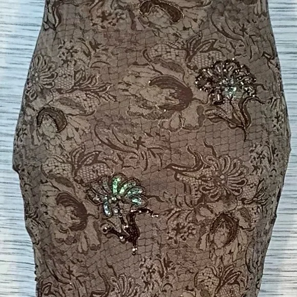 Nina Austin brown and tan floral evening gown. - Picture 12 of 14